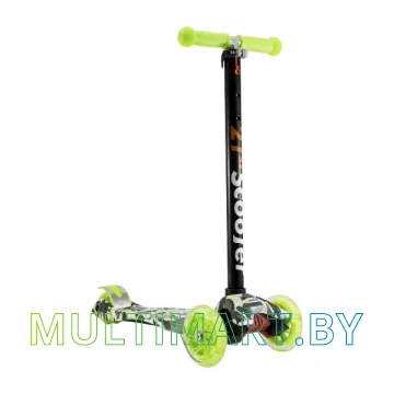 Самокат 21st Scooter Maxi GRL 036Z салатовый, прозрачные колёса